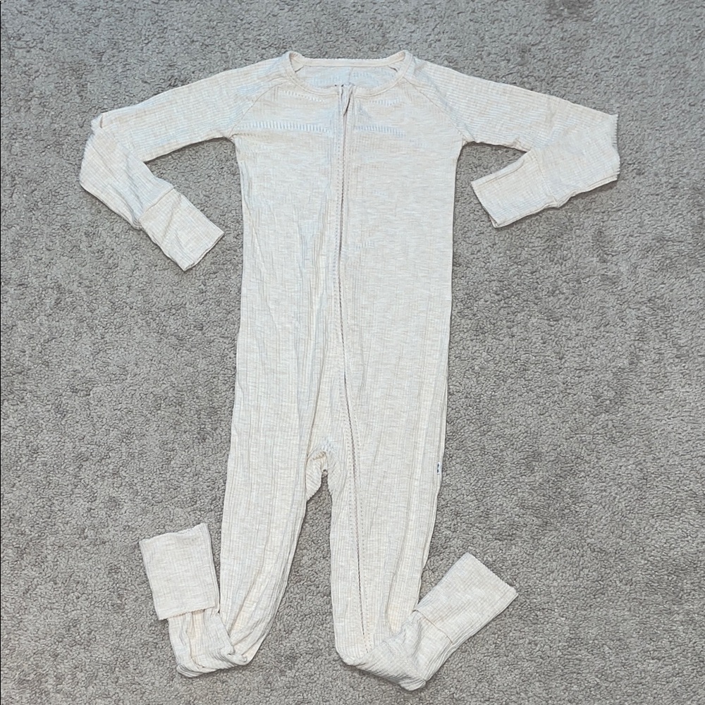 EUC Little Sleepies Ribbed Oatmeal Footie